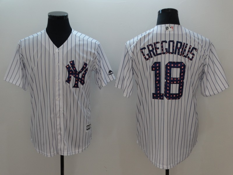 Men New York Yankees #18 Gregorius White Independent version Game MLB Jerseys